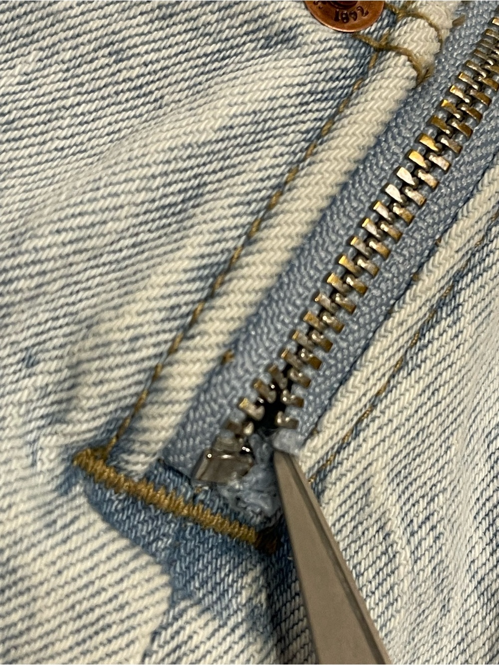 Abercrombie & Fitch Light Blue 90s Y2K Denim Jumpsuit Wide Leg Large Petite Fit - Picture 12 of 12